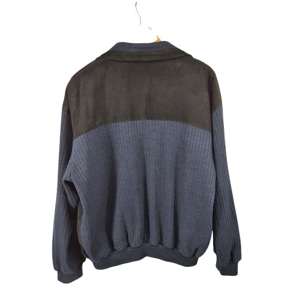 Vintage Suede Two-Tone Bomber Jacket Embroidered Ship Small Men - Picture 4 of 4